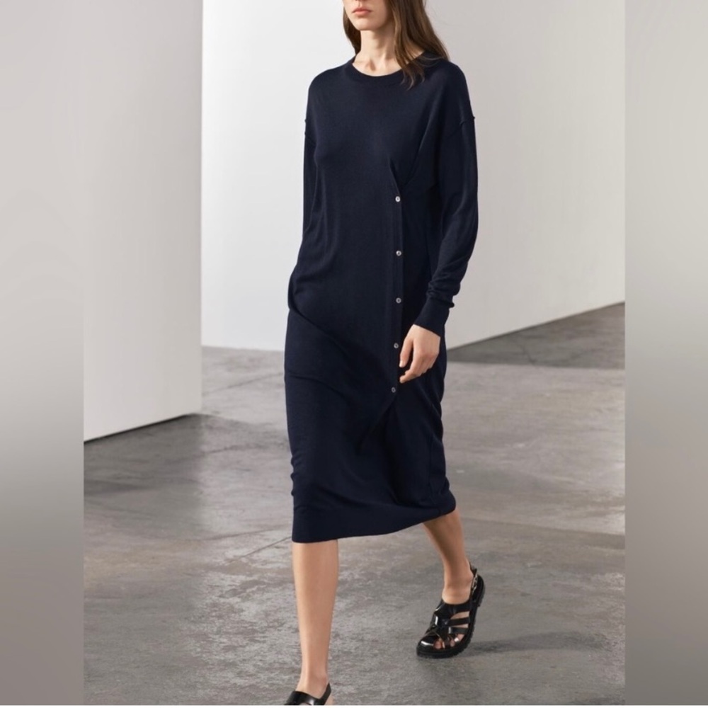 Zara Navy Midi Sweater Dress- Wool Blend